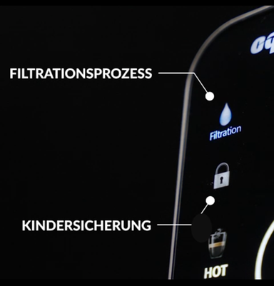 Filtrationsprozess und Kindersicherung : Wasserfilter "Pure nino mini Touch" von aqua-global